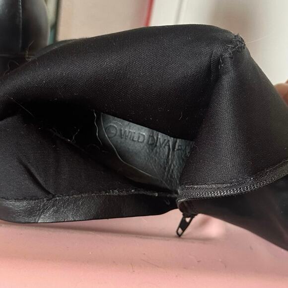 wild diva black white racer stripe stiletto boots - Picture 6 of 6